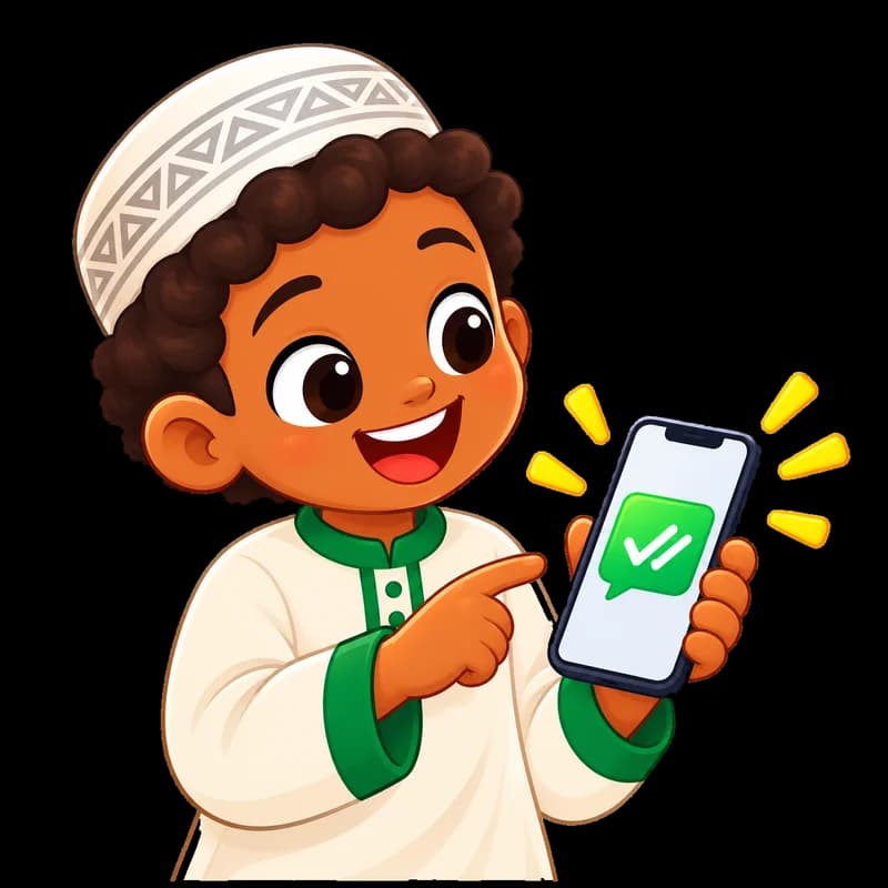 Un garçon montre son téléphone : le message WhatsApp est bien envoyé